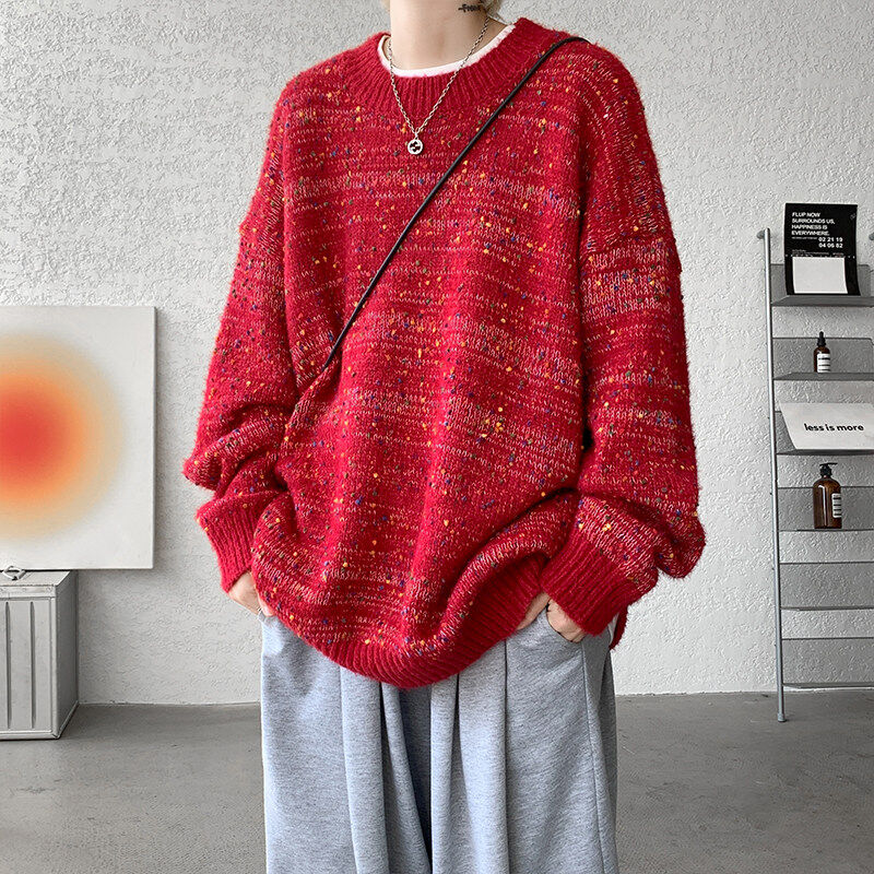 New winter colorful small bumps high quality crew neck sweater