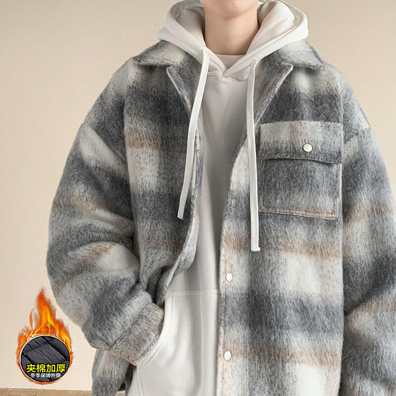 woolen plaid red coat thick coat