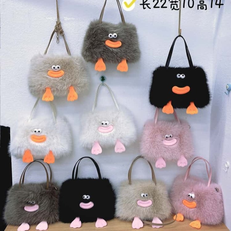Winter furry bag mini crossbody baby girl new plush ugly sausage mouth mobile phone bag bag women's fashion