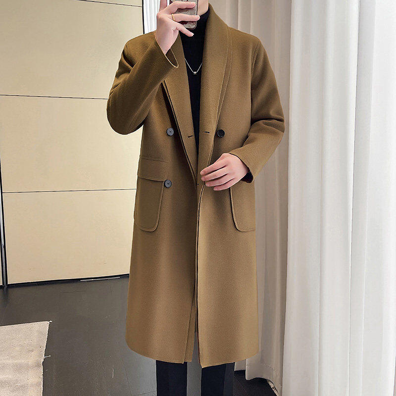 Autumn and winter vacation two-piece over-the-knee woolen coat and windbreaker jacket