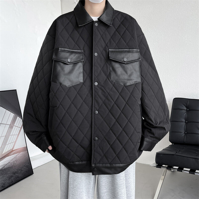 Autumn and winter new product Xiaoxiangfeng thin cotton jacket cotton coat men and women ins high street diamond check jacket