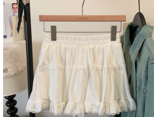 Sweet ballet style white skirt high waist cake A-line lace tutu skirt