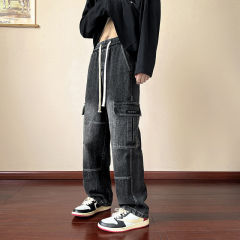 Heavy label work jeans fashion ins trendy loose straight pants