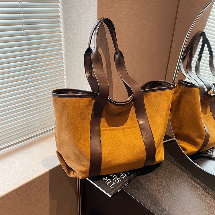Cross-border Korean version 2024 new women's bag retro suede large-capacity handbag simple trendy shoulder bag tote large bag