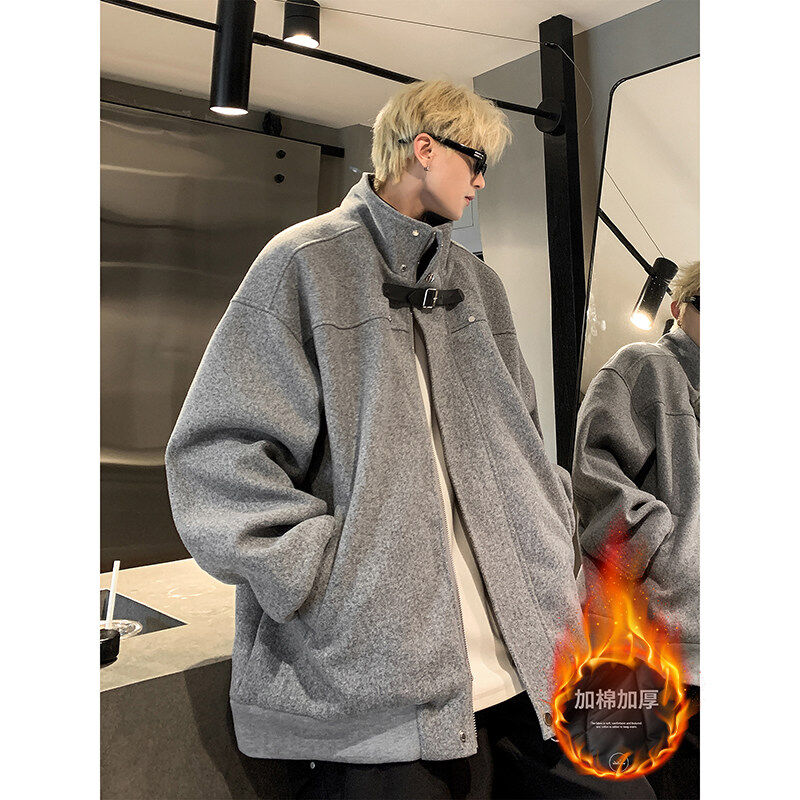 Loose and versatile Korean style high-end autumn and winter Japanese fashion brand stand collar woolen jacket and cotton coat