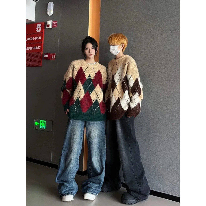 American retro niche cleanfit round neck knitted sweater