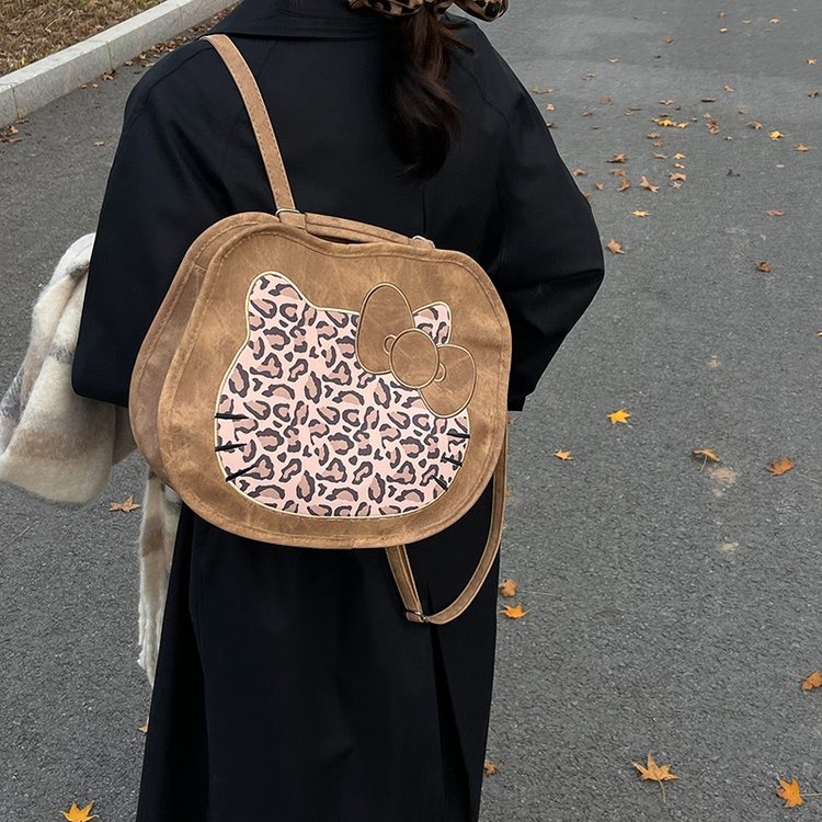 Cartoon Retro Cat Underarm Bag Backpack Women's Winter 2024 New Korean Style Girl Tote Special Large Bag