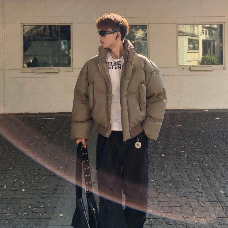 Korean new style stand collar short bread coat cotton jacket winter loose warm solid color