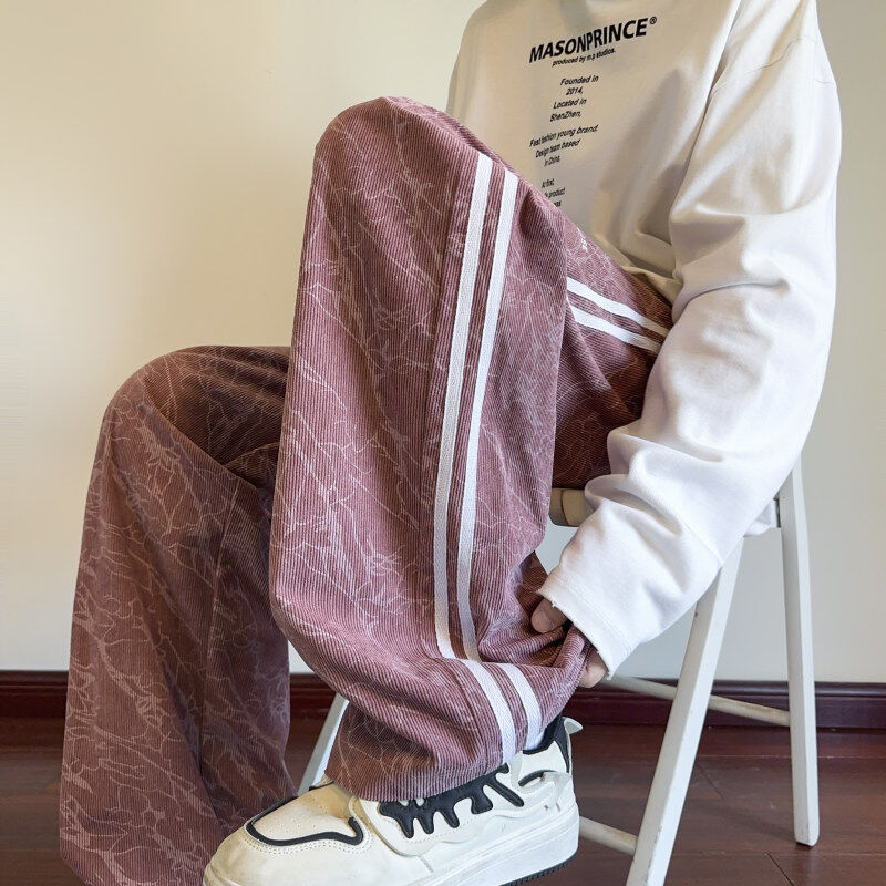Autumn new letter embroidered corduroy loose casual pants