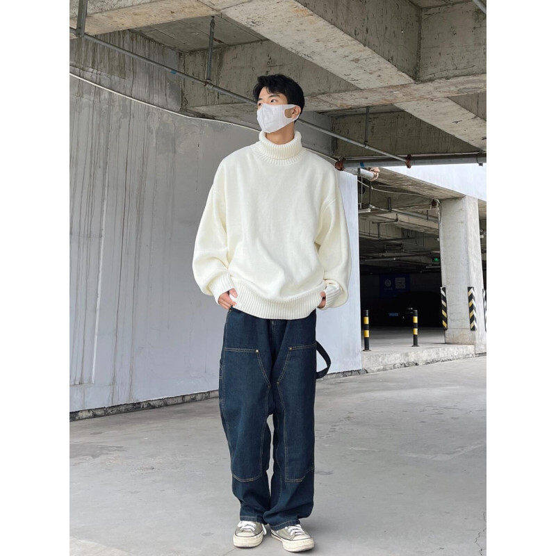 Autumn and winter turtleneck long-sleeved sweaters loose knitted bottoming shirts for men and women couples tops