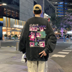 Heavy print original trendy brand large size washed distressed sweatshirt