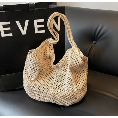 2024 new cross-border bags, Japanese and Korean tote bags, shoulder bags, knitted bags, hollow bags, beach bags, woven bags for women