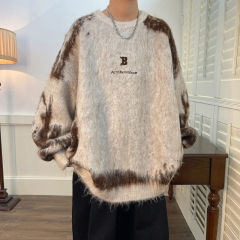 American high street sweater men's letter color block high street winter new ins loose sweater