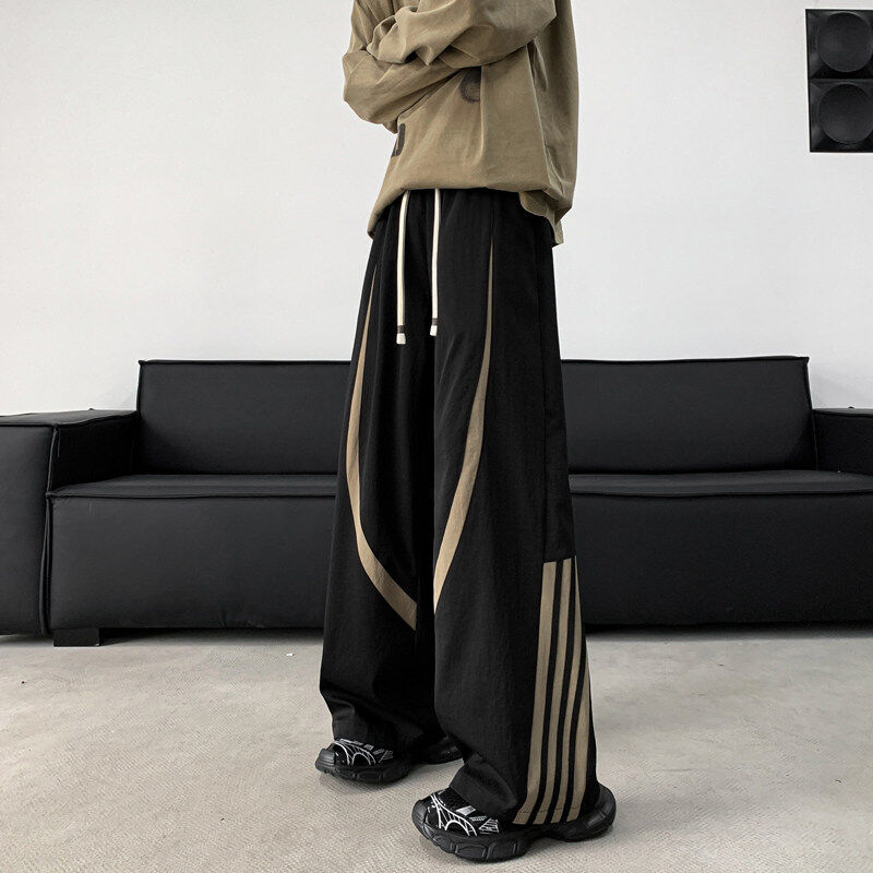 Autumn trendy brand new micro-elastic fabric straight-leg floor mopping sports casual pants for men