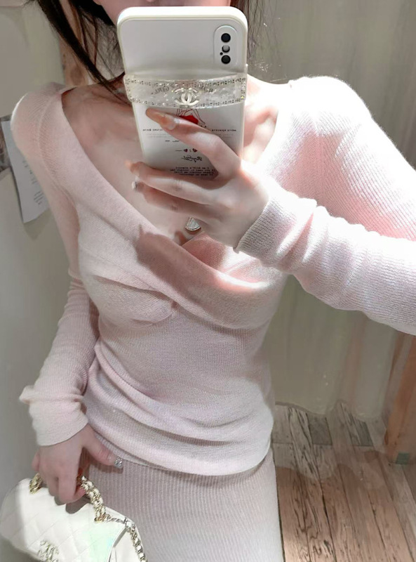 Heart crush superfine wool cross bottoming sweater women's winter new scheming top