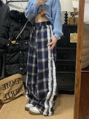 Original quality!  Elastic waist, velvet and thick plaid lace design leggings wide-leg pants