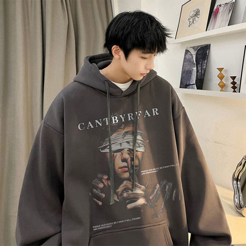 Live broadcast 360g heavyweight American trendy brand printed sweatshirt