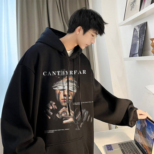 Live broadcast 360g heavyweight American trendy brand printed sweatshirt