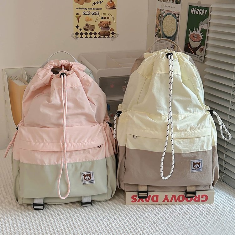 Japanese drawstring school bag, fashionable lightweight computer travel bag for male college students, trendy backpack for female junior high school students and high school students