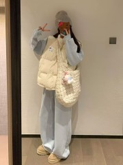 High-quality hand-stuffed cotton thickened winter vest with access control cotton coat printed cotton coat and bread coat for women