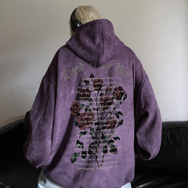 Quality autumn new American high street suede heavyweight hooded sweatshirt