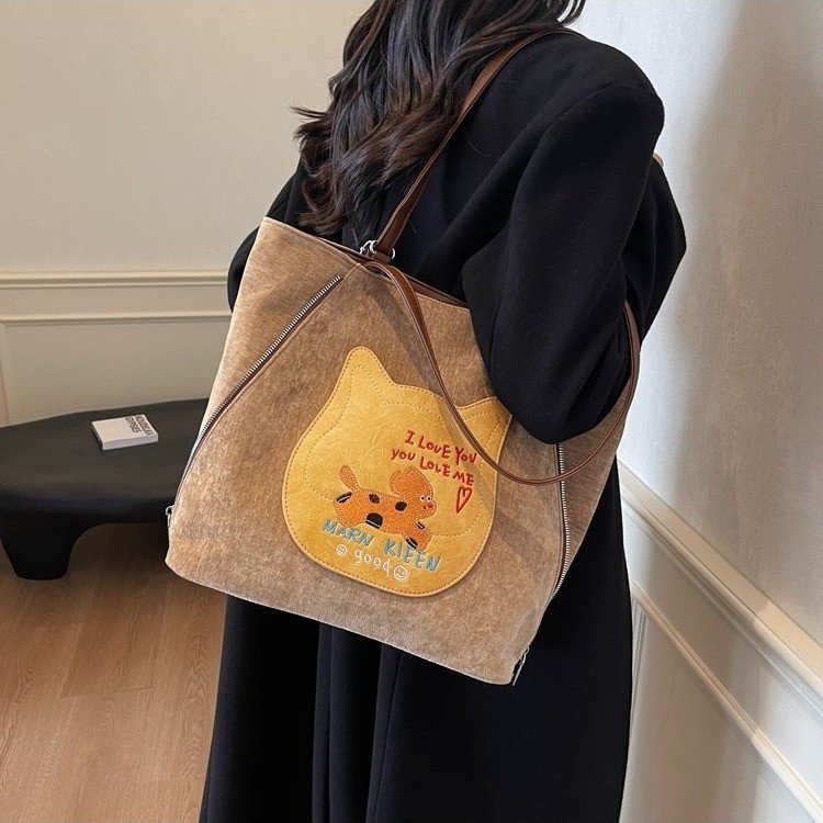 Winter Commuting Backpack Women's 2024 New College Style Tote Bag Korean Style Large Capacity Single Shoulder Underarm Bag
