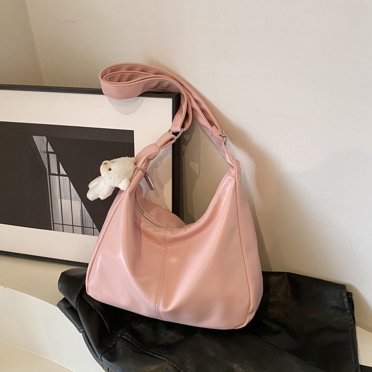 Textured and fashionable women's solid color one-shoulder crossbody bag for women 2024 spring new versatile ins temperament tote bag