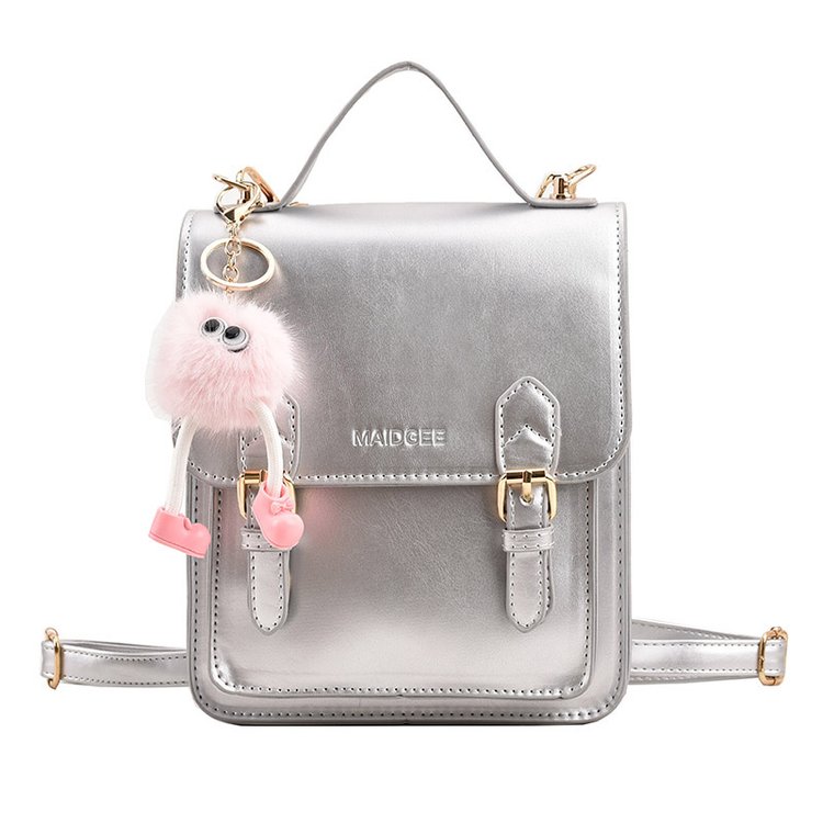 2024 New Small Fresh Backpack Women's Korean Style Retro College Style Flip Backpack PU Women's Shoulder Crossbody Bag