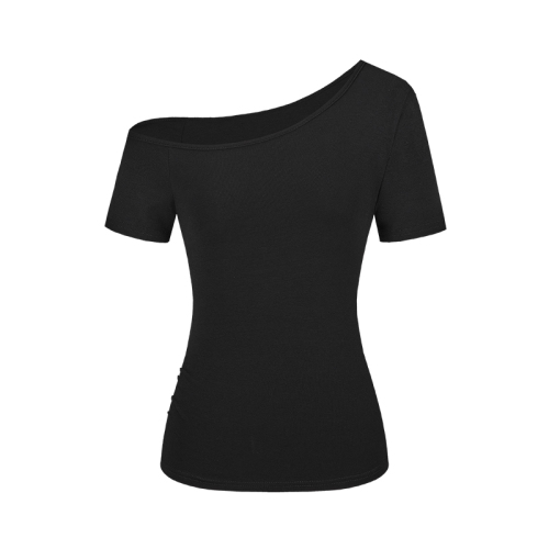 Designed off-shoulder slimming short-sleeved T-shirt feminine hot girl short niche slanted shoulder top