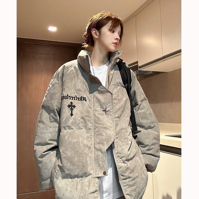 New Maillard Retro Suede Skin Friendly Down Cotton Jacket American Airplane Button Cotton Jacket