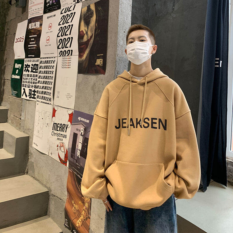 American letter hooded sweatshirt for men spring trend ins high street pullover loose large size