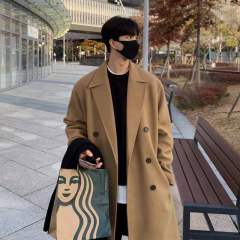 New winter camel double-sided woolen coat for men, medium-length thickened cashmere men's double-breasted woolen windbreaker jacket