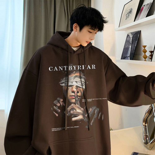 Live broadcast 360g heavyweight American trendy brand printed sweatshirt