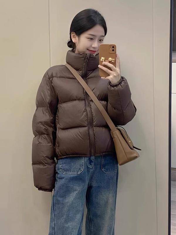 2024 New Autumn and Winter High-end Niche Cotton Clothes American Style Stand Collar Winter Short Jackets