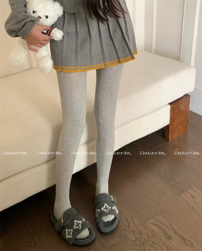 Milky white pantyhose women's twist knitted plus velvet white stockings pure desire JK autumn and winter sexy black stockings