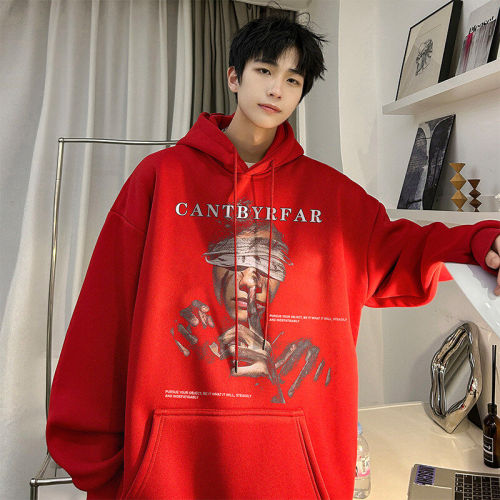 Live broadcast 360g heavyweight American trendy brand printed sweatshirt