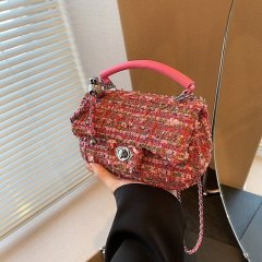 Korean fashion small fragrant handbag women's bag new woolen small square bag fashion chain shoulder crossbody bag