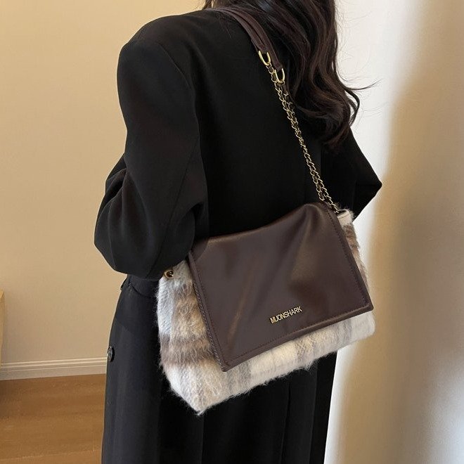 Korean style casual fashion armpit messenger bag single shoulder crossbody plaid bag