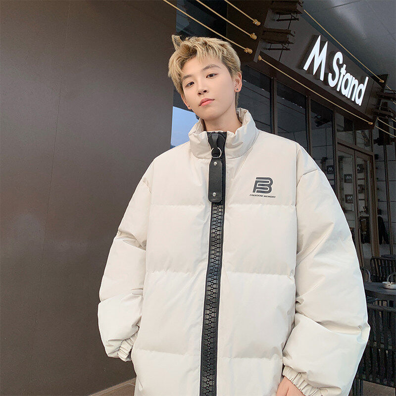 New style oversized zipper design, simple and fashionable printed cotton coat