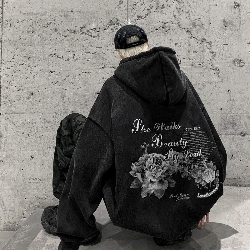 New heavyweight washed vintage pine hooded sweatshirt for autumn