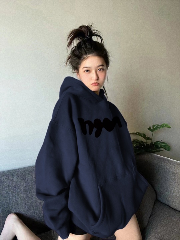 American Retro Hooded Sweatshirt Loose Long Sleeve Lazy Top