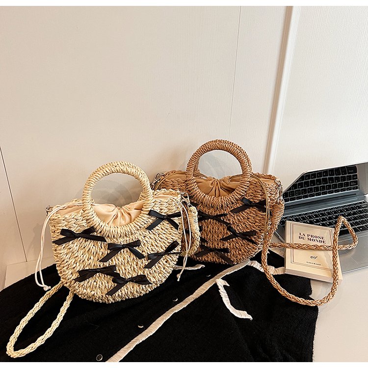 Summer woven bag ins style straw bag 2024 new handheld women's bag niche fashion single shoulder crossbody bag