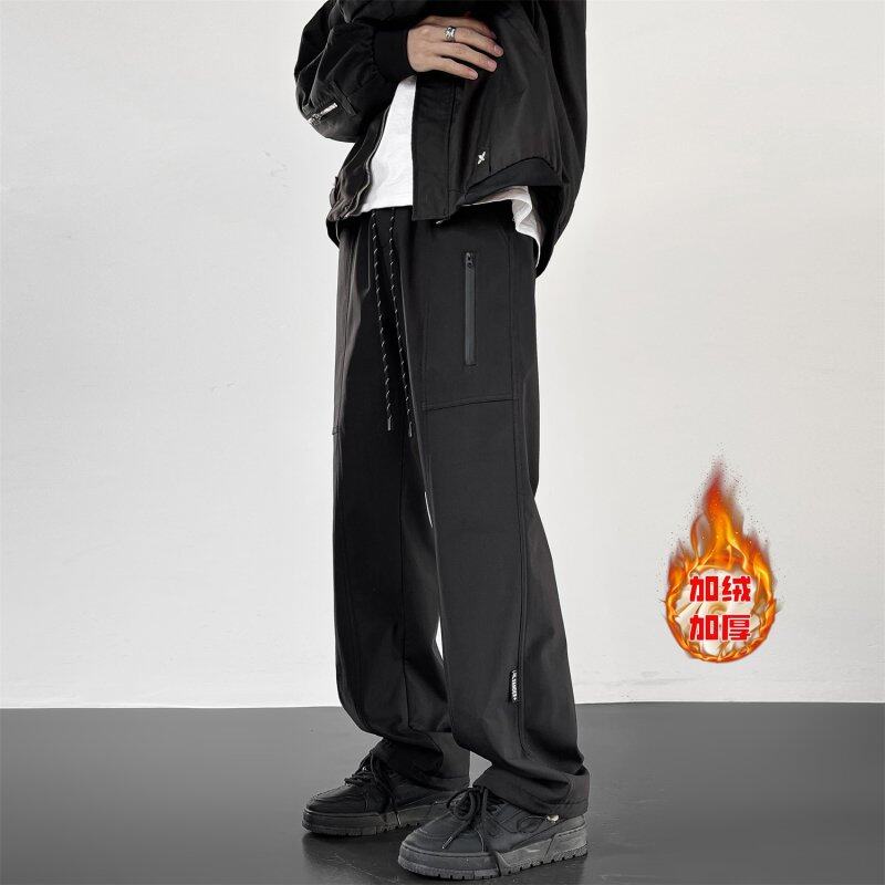 Jacket pants, winter velvet thickened American style functional style straight overalls
