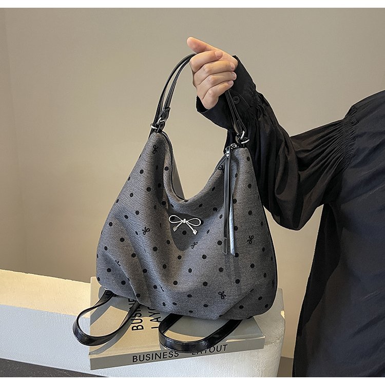 Casual college style tote bag for women 2024 new Korean style niche backpack polka dot large capacity armpit bag