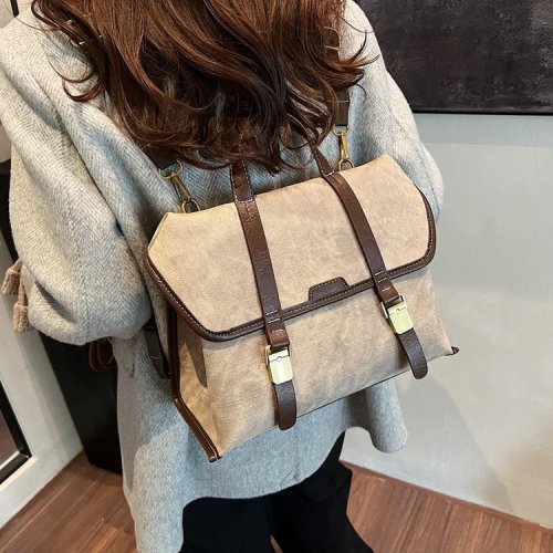 Retro College Style Backpack Women's 2024 New Winter Fashion School Bag Versatile Casual Travel Small Backpack