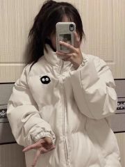 Tmall/Douyin quality heavy cotton clothing/hand-stuffed cotton national trend blurred black cat printed cotton clothing women's down jacket