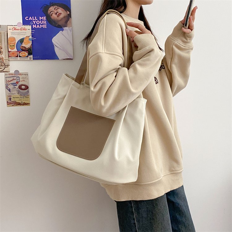 New Japanese art canvas bag ins casual forest solid color handbag fashion Korean retro shoulder bag for women