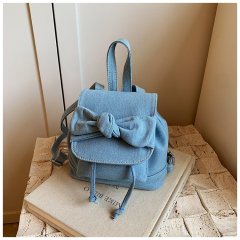 Fashionable Denim Backpack Women's Bag 2024 New Korean Version Niche Backpack Versatile Portable Shoulder Bucket Bag