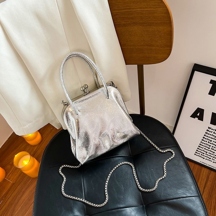 Glossy small bag for women 2024 new trendy niche light luxury bowling bag fashionable shoulder crossbody bag