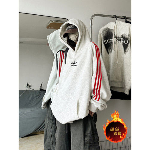 Dewu supply provides video buyer show autumn and winter heavyweight American loose webbing hooded sweatshirt